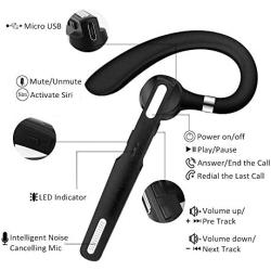 Bluetooth Headset, Wireless Bluetooth Earpiece V4.1 8-10 Hours Talktime Stereo Noise Cancelling Mic, Compatible for iPhone Android Cell Phones Driving/Business/Office (Black)