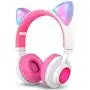 Bluetooth Headphones, Riwbox CT-7 Cat Ear LED Light Up Wireless Foldable Headphones Over Ear with Microphone and Volume Control for iPhone/iPad/Smartphones/Laptop/PC/TV (White&Pink) Bluetooth Headphones, Riwbox CT-7 Cat Ear LED Light Up Wireless Foldable Headphones Over Ear with Microphone and Volume Control for iPhone/iPad/Smartphones/Laptop/PC/TV (White&Pink)