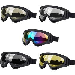 CherryCsy Ski Goggles UV Protection Over Glasses Motorcycle Skiing & Skating & Outdoor Sport for Men Women & Youth 5 PCS