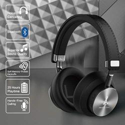 Miracle&Lesoul A7 Over Ear Bluetooth Headphones with Microphone,Wireless and Wired Hi-Fi Stereo Bass Foldable Headset, Soft Memory-Protein Earmuffs, 25 Hours Playtime for Trave/Work/PC/Phone,Black