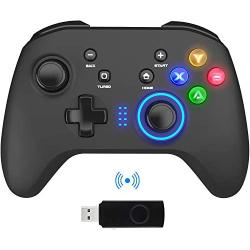 Wireless Gaming Controller, PC Video Gamepad Joystick with Dual Vibration and Remap M1-M4 Triggers, 2.4G Remote Game Console for Windows 7/8/10/XP/Laptop, PS3, Switch, Android, TV Box