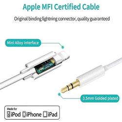 [Apple MFi Certified] iPhone to 3.5mm Car AUX Cable, [3.3FT/1M] Lightning to 3.5mm Audio Stereo Cord Compatible for iPhone 11/11 Pro/XS/XR/X 8 7, iPad, iPod to Home Stereo, Speaker, Headphone (White)