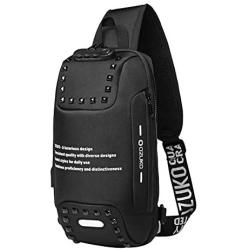 OZUKO Sling Backpack USB Anti-Theft MenS Chest Bag Casual Shoulder Bag