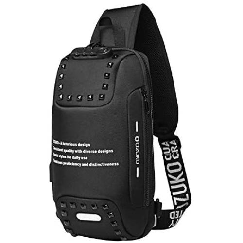 OZUKO Sling Backpack USB Anti-Theft MenS Chest Bag Casual Shoulder Bag