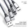 (Gray)4ft+6.6ft 2pack 3in1 Cable 3A Multiple Devices Phone Connector Universal USB Charger Cord Adapter Compatible with Cell Phone Note Tablets and More