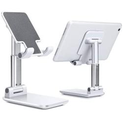 Cell Phone Stand for Desk， Phone Stand,Height Increasing Phone Cradle, Adjustable Phone Stand Desktop Phone Holder Cradle Dock Compatible with All Mobile Phones,Tablets (7-10")(White)