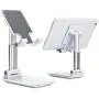 Cell Phone Stand for Desk， Phone Stand,Height Increasing Phone Cradle, Adjustable Phone Stand Desktop Phone Holder Cradle Dock Compatible with All Mobile Phones,Tablets (7-10&quot)(White)