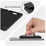 Sinjimoru Cell Phone Card Holder Wallet Case for Back of Phone, Secure Silicone Phone Stand Card Zip Band Grip, Black with Clementine Band