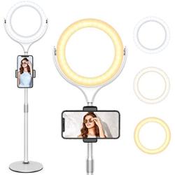 8" Selfie Ring Light with Stand & Cell Phone Holder for Live Stream/Makeup, Beemoon Mini Desk Led Camera Ringlight for YouTube Video/Photography Compatible with iPhone Xs Max XR Android (2020 Version)