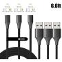 NetDot Magnetic Charging Cable,Gen10 3 in 1 Nylon Braided Fast Charging Magnetic Cable with LED Compatible Micro USB & USB-C Smartphones and i-Product (6.6ft/3 Pack Black)