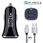 Dual USB Car Charger, FiveBox Phone Car Charger Adapter with 2 Pack Braided Micro USB Charging Cable 6ft Android Charger Cord for Samsung Galaxy S6/S7 Edge, J3 J7, LG stylo 2/3 Plus, LG G4 G3 K20 Plus