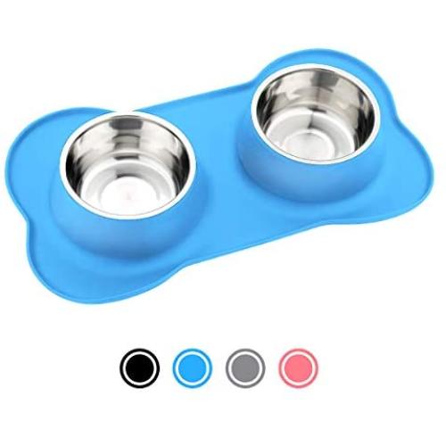 URPOWER Dog Bowls Stainless Steel Dog Bowl with No Spill Non-Skid Silicone Mat 53 oz Feeder Bowls Pet Bowl for Dogs Cats and Pets