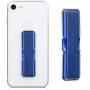 kwmobile Universal Elastic Finger Holder for Smartphones - PU Leather Stretch Grip Finger Strap with Stand Compatible with All Smartphones - Blue