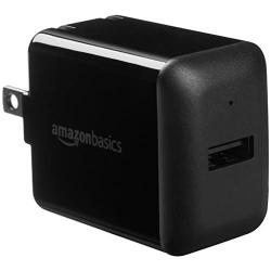 AmazonBasics One-Port USB Wall Charger for Phone, iPad, and Tablet, 12W - Black