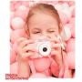 Kids Camera Cartoon Shockproof Silicone Case with 16GB SD Card 12MP Front and Rear Selfie Digital Cam HD 2.0" Screen Camcorder Rechargeable Video Recorder Gifts for 3-12 Boys and Girls (Pink)