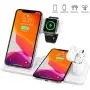 Wireless Charger,4 in 1 Wireless Charging Station Compatible for iPhone SE 2020/11/11 Pro Max/XR/XS Max/Xs/X,Wireless Charger Stand for iWatch 5/Airpods Pro,for Samsung S20/S10(No AC Adapter)