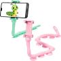 2 Pieces Cute Worm Shape Lazy Cell Phone Holder Universal Gooseneck Cellphone Clamp Flexible Twistable Cartoon Worm Bracket with Suction Cups Stand for Car Bike Handlebar Bed Mirror