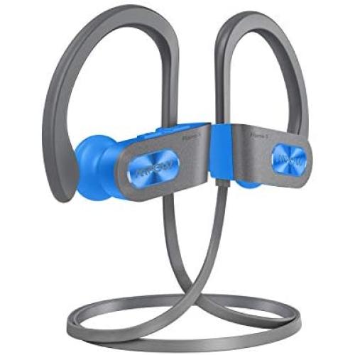 Mpow Flame S Bluetooth Headphones Sports, aptX-HD Bass+ Loud Sound, Bluetooth 5.0 Sport Headphones Running Earbuds W/12H Playtime, IPX7 Waterproof, cVc8.0 Noise Cancelling Mic W/Carrying Case,BlueGrey