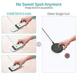 CHOETECH Dual Fast Wireless Charger, 5 Coils Qi Certified 2 in 1 Wireless Pad Compatible with iPhone SE 2020/11/11 Pro/11 Pro Max/XS Max/X, Galaxy S20+/S10/Note 10, AirPods Pro(No AC Adapter)