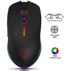 MOTOSPEED USB Wired 4000DPI Gaming Mouse Support Macro Programming, with 6 Buttons, Adjustable RGB Backlit, 6 Adjustable DPI Mouse for PC, Laptop, Apple MacBook