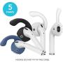 (5 Pack) G.P Ear Hooks and Covers Accessories Compatible with Apple AirPods 1 & AirPods 2 or EarPods Headphones/Earphones/Earbuds, New Version (2X White, 2X Black, 1x Blue)