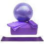 Ayunjia 5 Pcs Yoga Equipment Set EVA Exercise Ball Workout Brick Bolster Stretch Belt Aid Gym Pilates Training Body Shaping Fitness Equipment (Purple)