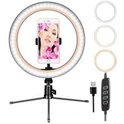 10”Ring Light CUMIZON LED Dimmable Desktop Lamp Selfie Ring Light with Tripod Stand & Cell Phone Holder for YouTube Video,Led Camera Ringlight for Live Stream,Makeup