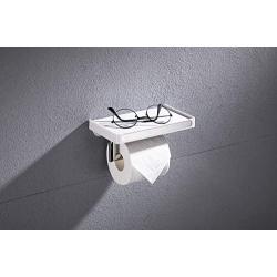 YISMAN Toilet Paper Holder White Bathroom Tissue Roller Hanger with Cell Mobile Phone Shelf Wall Mounted