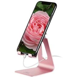 Adjustable Cell Phone Stand - ToBeoneer Phone Holder, [Update Version] Thicker Stand Cradle Dock Compatible with All Mobile Phones iPhone X 8 7 6 Plus Charging Accessories Desk - Rose Gold