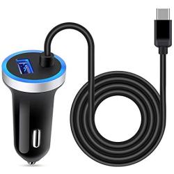 USB C Car Charger, 3.4A Fast Charging Car Adapter+3ft Type C Cable for Samsung Galaxy S20 S10 Note 10 A10E A20 A50 A51 A01 A20S, LG Stylo 6/5/4 G8 G7 V60 V50 ThinQ, Moto G8 G7 Supra, Google Pixel 4 3a