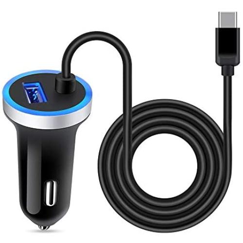 USB C Car Charger, 3.4A Fast Charging Car Adapter+3ft Type C Cable for Samsung Galaxy S20 S10 Note 10 A10E A20 A50 A51 A01 A20S, LG Stylo 6/5/4 G8 G7 V60 V50 ThinQ, Moto G8 G7 Supra, Google Pixel 4 3a