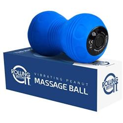 Professional Vibrating Peanut Massage Ball - Deep Tissue Trigger Point Therapy, Myofascial Release - Handheld, Cordless - 4 Intensity Levels - Dual Lacrosse Ball Vibration Massager - Blue