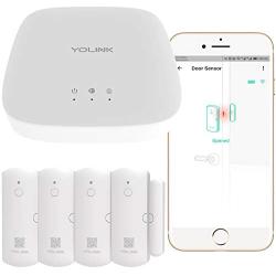 Smart Door Sensors, 1/4 Mile Worlds Longest Range Wireless Window Door Sensor Work with Alexa IFTTT, Smartphone Monitor APP Alerts Open Reminder Smart Home Security Kit, 4 Packs, YoLink Hub Included