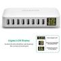 Multi USB Charger Charging Station, slitinto 8-Port USB Charger Station with LCD Display, Desktop USB Station Compatible iPhone X / 8/7 / 7Plus / 6s / 6Plus, iPad, Samsung Galaxy/Note and More