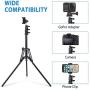 Selfie Stick Tripod, 63" Extendable Tripod Stand with Wireless Remote for iPhone & Android Phone, Camera, Metal Lightweight - Black