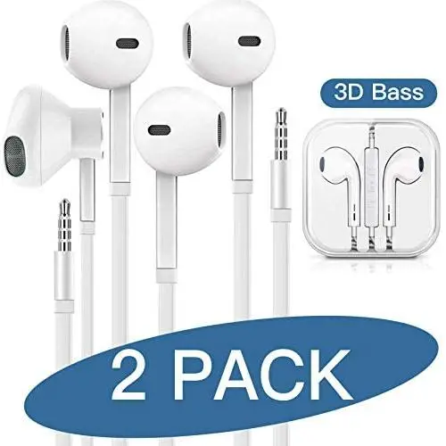VT 3.5mm in-Ear Wired Headphones/Earbuds/Earphones with Remote & Micphone Compatible with iPhone Apple 6s plus/6/5s/5c/Pad/S10 Android All 3.5 mm Audio Devices (2 Pack) VT 3.5mm in-Ear Wired Headphones/Earbuds/Earphones with Remote & Micphone Compatible with iPhone Apple 6s plus/6/5s/5c/Pad/S10 Android All 3.5 mm Audio Devices (2 Pack)