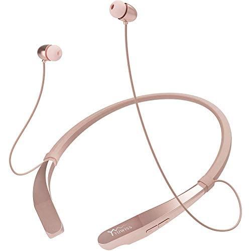 Bluetooth Headphones Neckband Lightweight Wireless Headset Call Vibrate Alert Sport Earbuds w/Mic Earphones 10 Hour Playtime for Running Compatible with iPhone Samsung Android (Pink)
