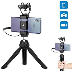 Mini Cell Phone Tripod Stand with Cold Shoe, Tabletop Tripod with 360 Degree Ball Head, Small Vlog Handheld Tripod for iPhone Android Phone Smartphone Sports Action Camera Recorder & Compact Camera