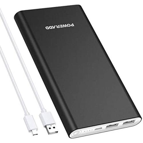 POWERADD 2ND Gen Pilot 2GS 10000mAh Power Bank, Dual USB Port Portable Charger 3.4A High-Speed Charge for iPhone, Samsung Galaxy, Other Smartphone and Tablet - Black (Apple Cable Not Included)