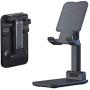 Metal Desktop Cell Phone Stand Holder,Tablet Holder Table Cell Foldable Extend Support Desk Mobile Phone Holder Stand for iPhone iPad Adjustable (Black)