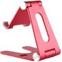 POKANIC Cell Phone Fully Foldable Stand Dock Holder Cradle Mount Organizer Charger Station Table Desk Bed Office School Kitchen Travel Portable Adjustable Multi-Angle Aluminum Non-Slip (Red)