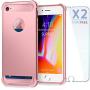 SUPBEC iPhone 7/8 Case with Card Holder and [ Screen Protector Tempered Glass x2Pack] Protective Ultra-Thin-Slim Cover with Silicone TPU Shockproof Rubber Wallet Case for iPhone7 / iPhone8-Rose Gold
