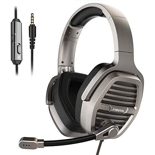 XIBERIA V21 3.5mm Silver Gaming Headset, Over-Ear Stereo Gaming Headphones with Uni-Directional Microphone for PC, Computer, Laptop, PS4, Xbox One, Nintendo Switch, Mac, iPad