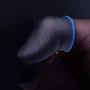 Mobile Game Non-Slip Finger Sleeves for PUBG Phone Games Touch Screen Finger Caps Gloves Sweat-Proof Thumb Cover Mobile Phone Accessories(1 Pair) (Blue-Black)