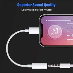 【2 Pack】 for iPhone Headphone Adapter to 3.5mm Jack Earphones Adapter, 3.5mm Earphones/Headphone Aux Audio Cable Compatible with iPhone 11/Xs Max/XR/X/8P/ 8/7P/7 Supports iOS 11 or Later