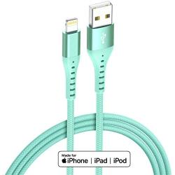 Lightning Cable iPhone Charger 4Color 4Pack(6/3/3/1ft) Apple MFi Certified Unbreakable Fast USB Charging Cord Compatible for iPhone11Pro MAX Xs XR X 8 7 6S Plus SE 5S 5C (Green Purple Blue Orange)