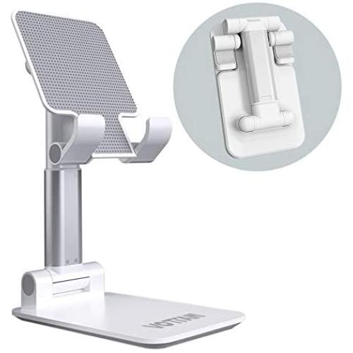 Cell Phone Stand, Adjustable Cell Phone Stand Fully Foldable Stand for Cell Phone Desktop Phone Holder, Compatible with iPhone 11 Pro Xs Max Xr X 8, iPad Mini Kindle, Tablet (White)