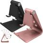 2 Packs Multi-Angle Adjustable Cell Phone Stand, SourceTon Portable Sturdy Plastic Desk Stand Mount Fits All Smart Phones Charging with Anti-Slip Base and Convenient Charging Port, Fits Mini Tablet