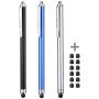 CCIVV 3 Pcs Stylus Pens for Touch Screens [0.24-inch Tip Series] + 12 Extra Replaceable Rubber Tips (Black/Silver/Dark Blue)
