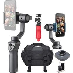 DJI Osmo 2 Mobile Handheld Smartphone Gimbal Stabilizer Videographer Bundle with Case, Flex Tripod, Base and Lens Maintenance Kit